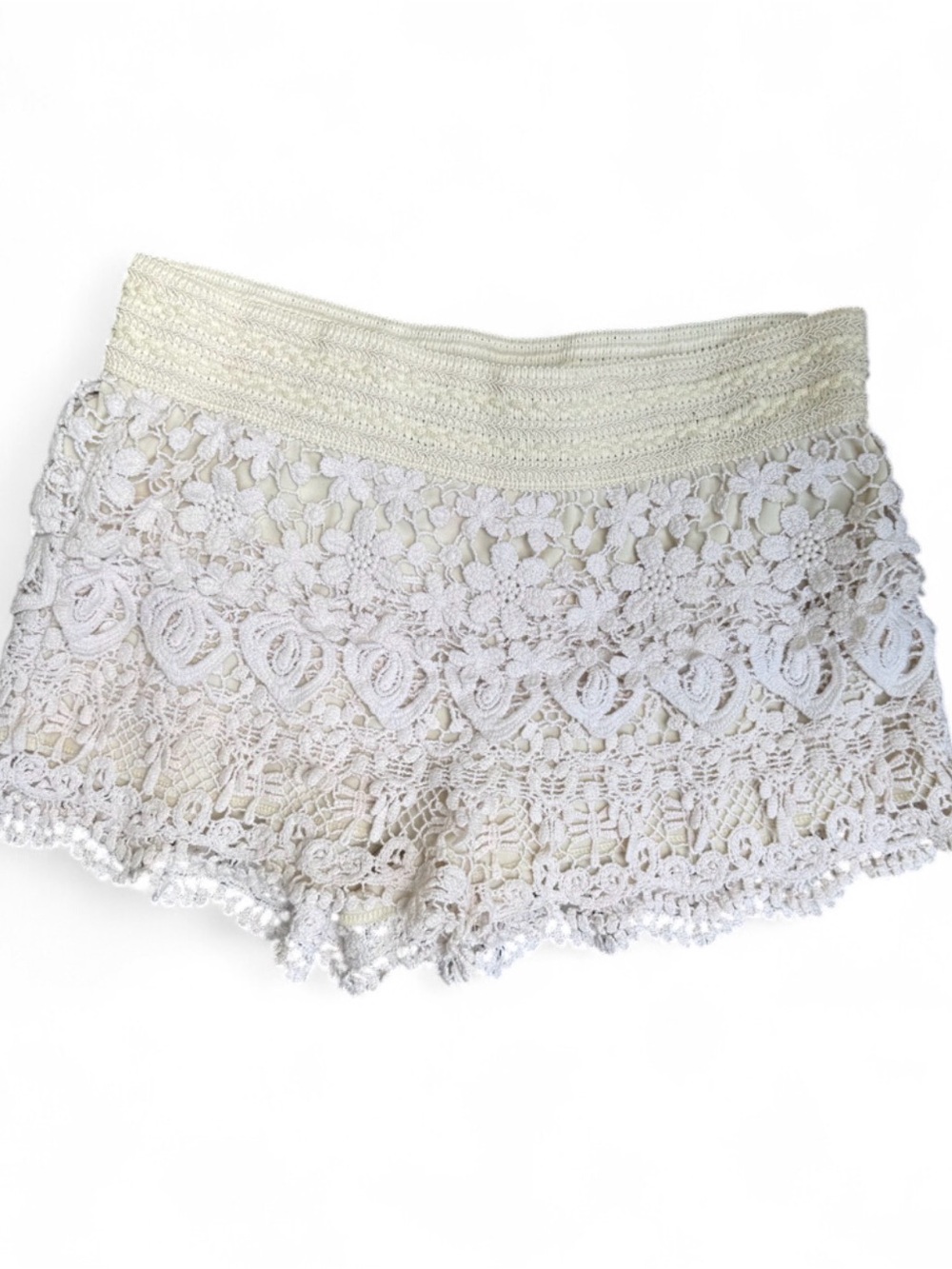 Cream crochet lace shorts No Boundaries Y2K Sz 7/9 - 100% cotton w/elastic waist